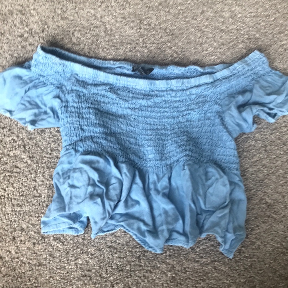 Baby blue off shoulder crop